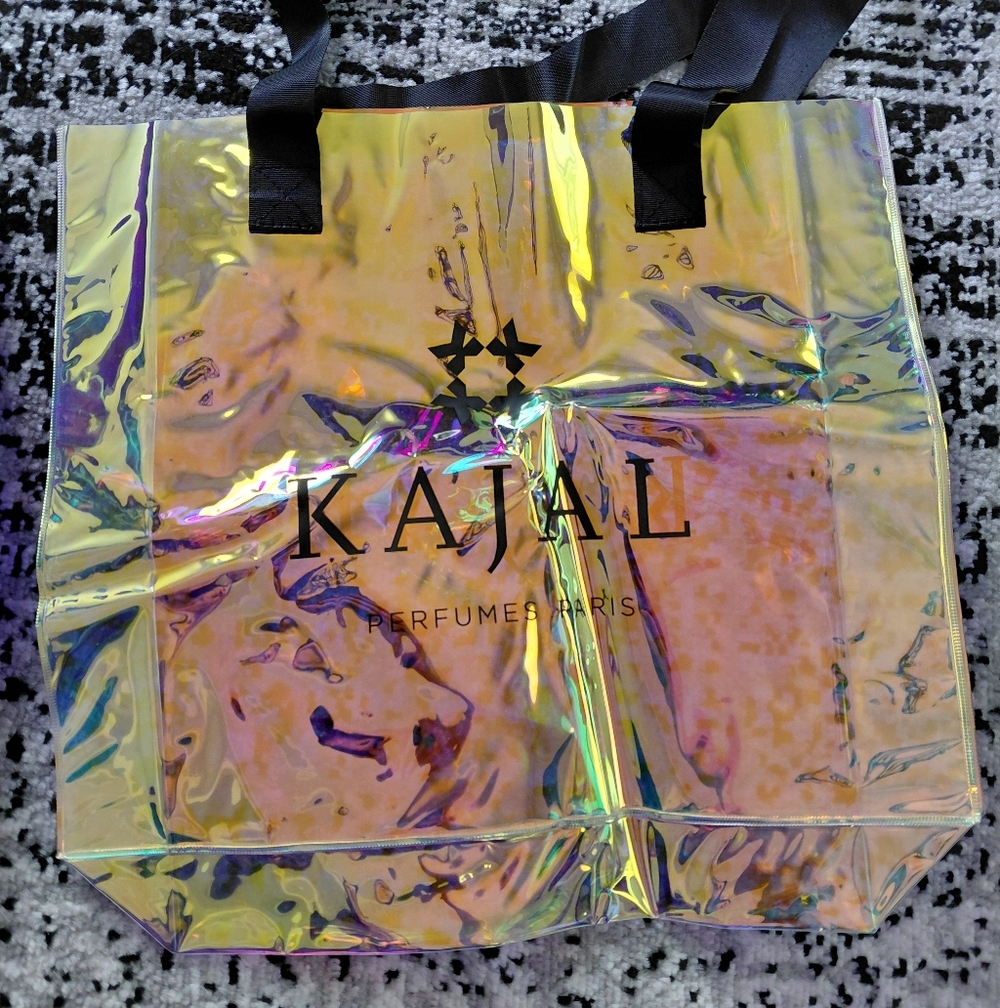 BUNDLE 2 Kajal Perfume Paris Iridescent Tote Bags Silver Reflective - Picture 4 of 11